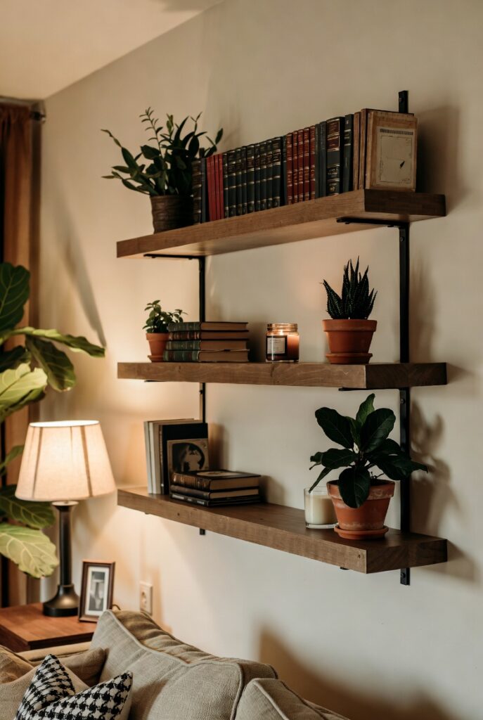 Living Room Wall Decor Ideas That Make a Statement floating shelves